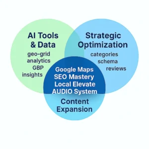 Local Elevate AUDIO System showing unique Google Maps SEO method using AI tools and local content.